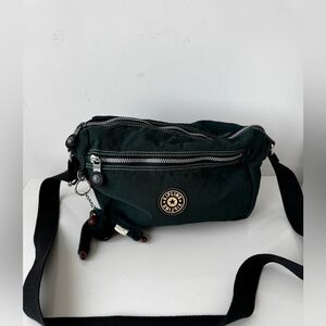 Kipling Green Crossbody with Furry Gorilla Keychain